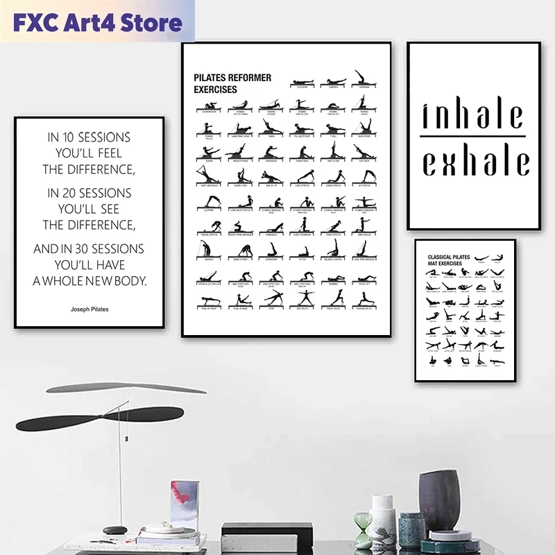 Sports Equipment Poster - Çerçevesiz Pilates Egzersiz Tablosu Posteri Kanvas